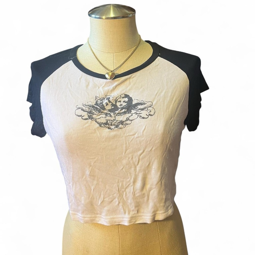 Brandy Melville Black and White Angel Graphic Tee - Picture 2 of 5